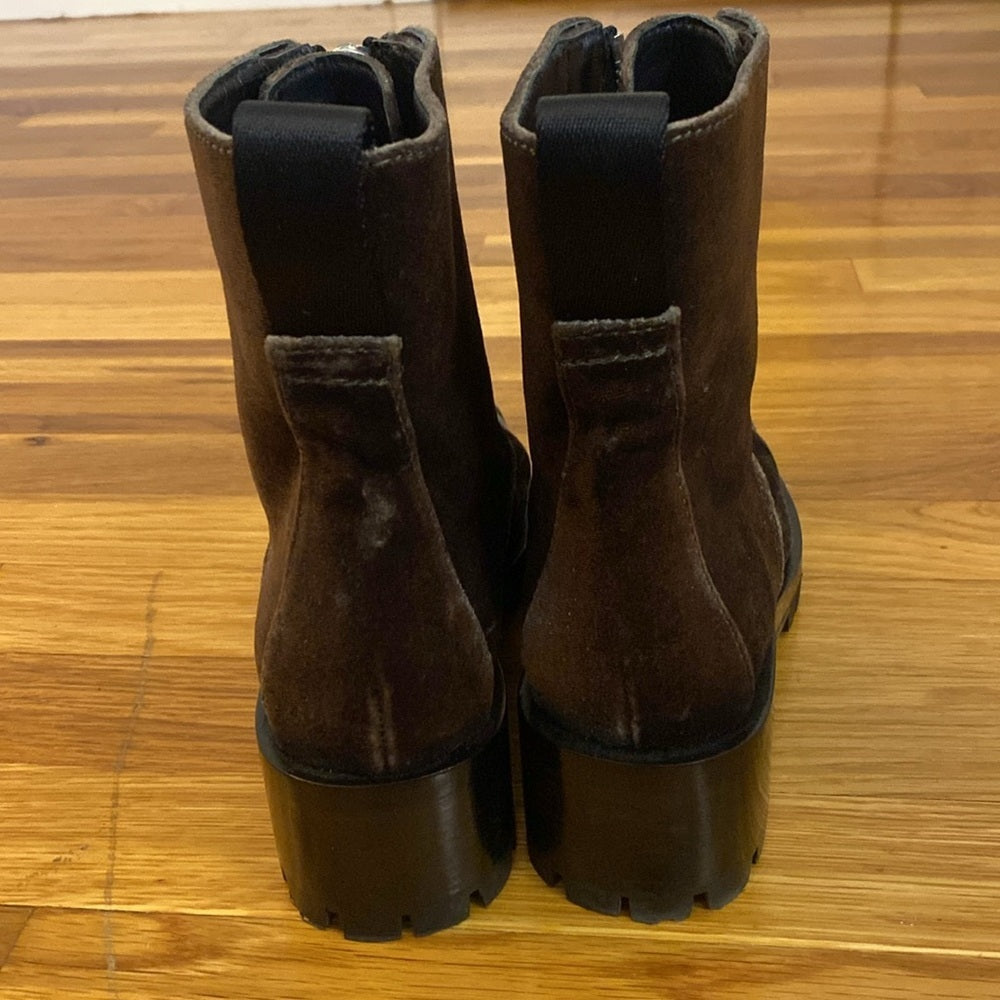 3.1 Phillip Lim Women’s Gray Suede Combat Boots With Front Zipper Size 37.5/7.5