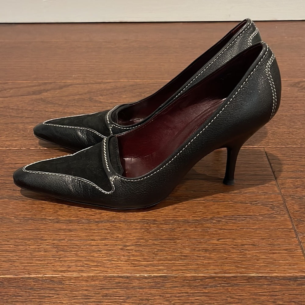 Tod’s Women’s Black Suede and Leather Pumps Size 10.5