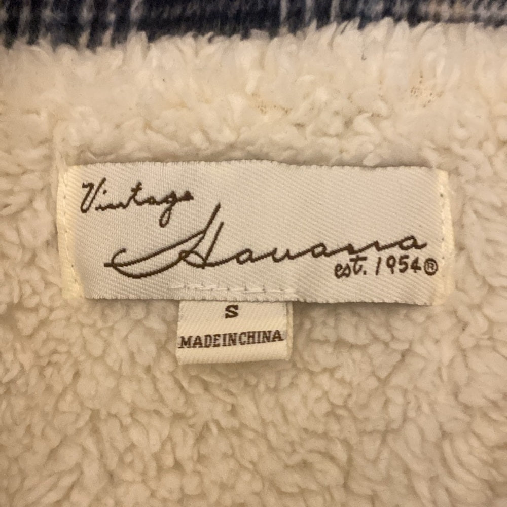 NWT Vintage Havana Blue and White Fur Lined Flannel Jacket Size S