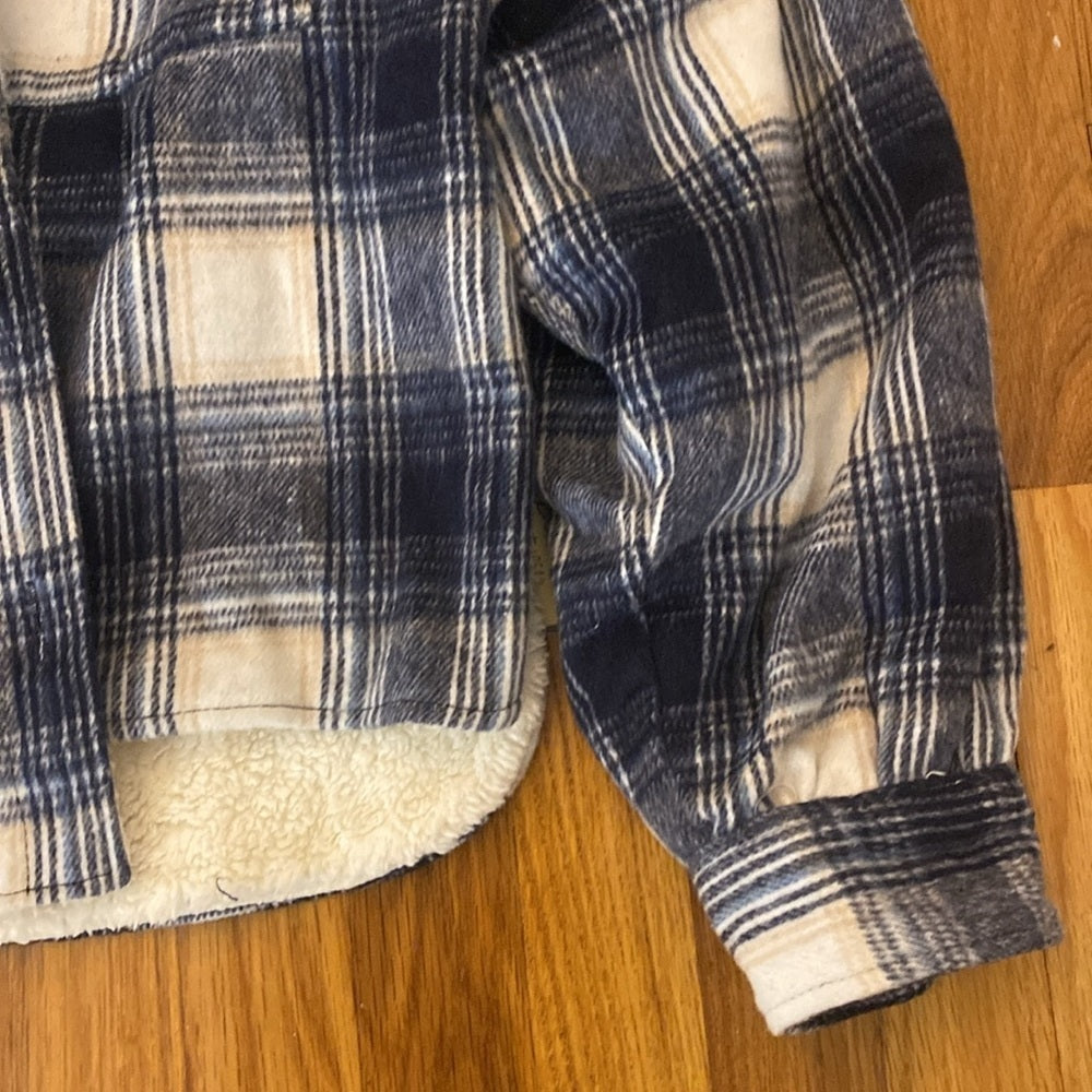 NWT Vintage Havana Blue and White Fur Lined Flannel Jacket Size S