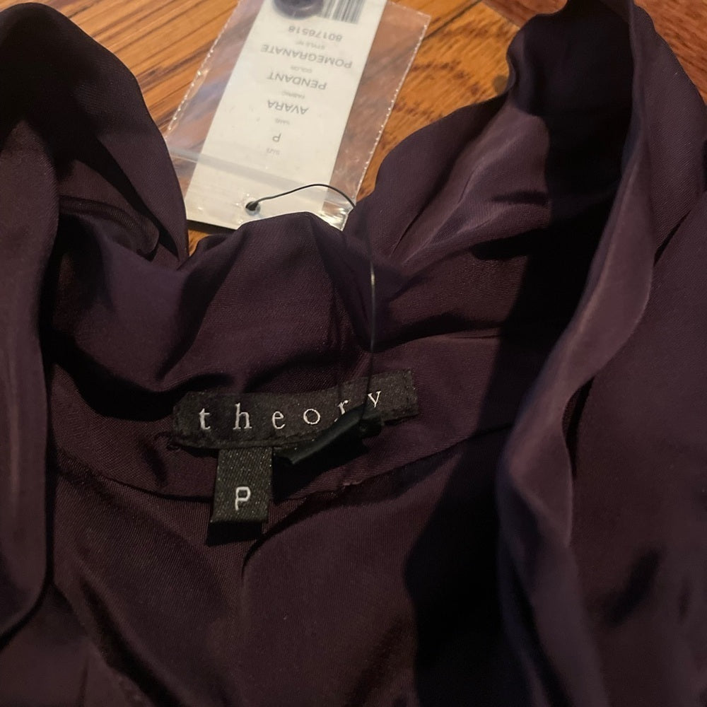 NWT Theory Dark Purple Sleeveless Blouse Size Petite