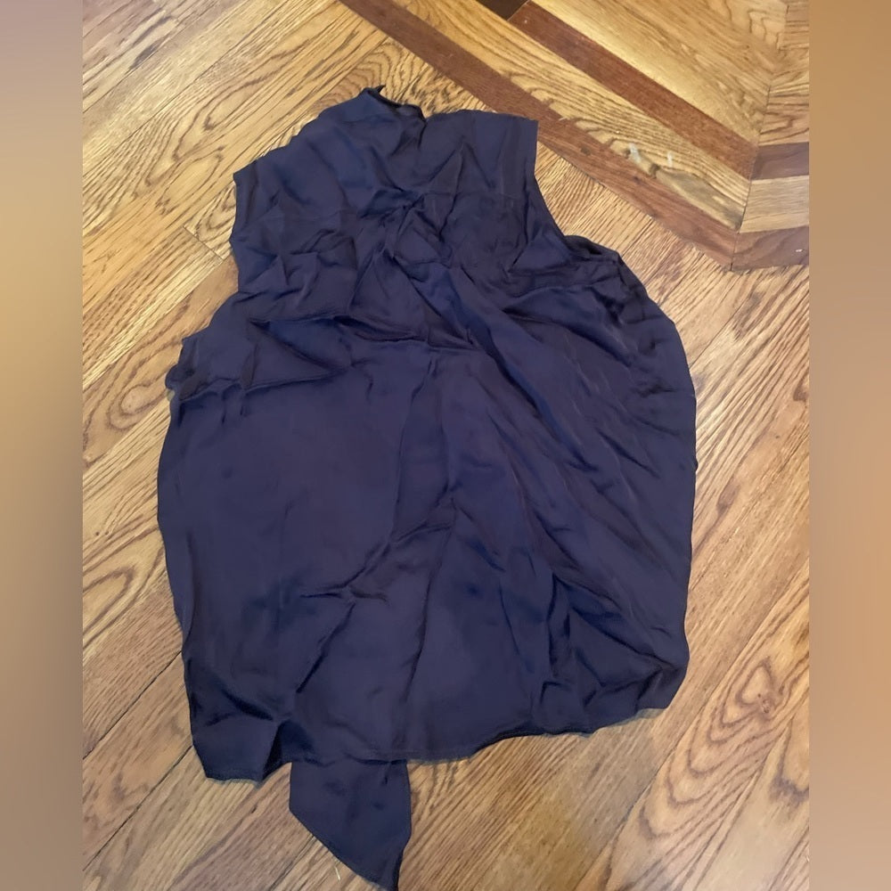 NWT Theory Dark Purple Sleeveless Blouse Size Petite