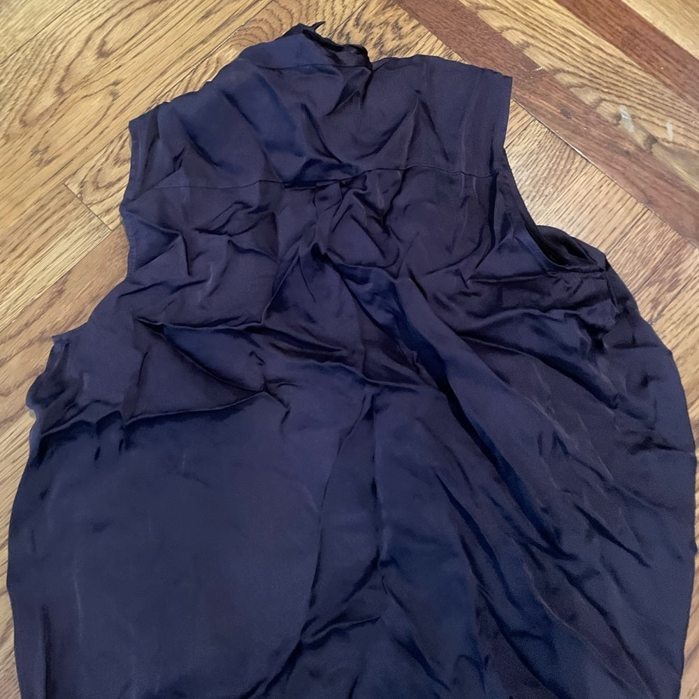 NWT Theory Dark Purple Sleeveless Blouse Size Petite