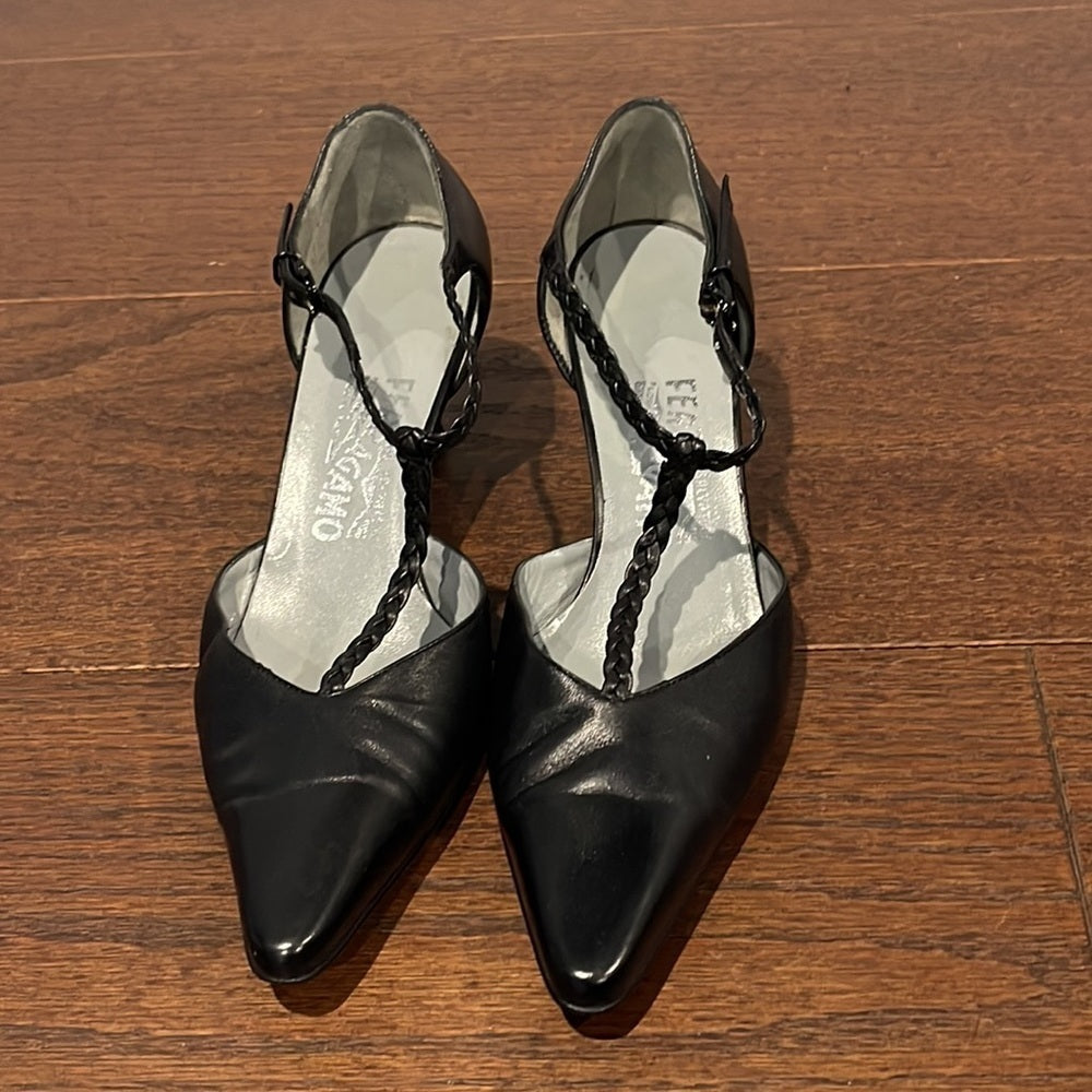 Salvatore Ferragamo Black Kitten Heels Size 6
