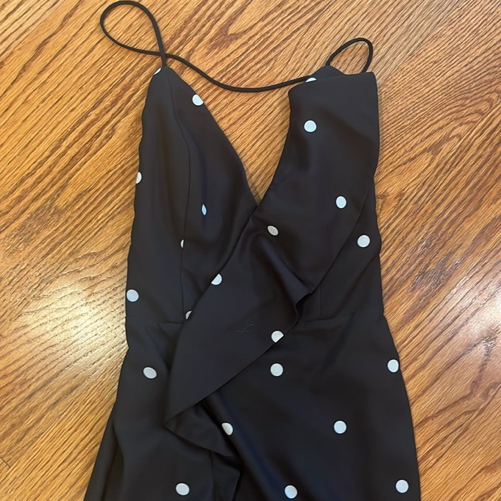 Fame and Partners Woman’s Black Polka Dot Flowy Dress Size US 2