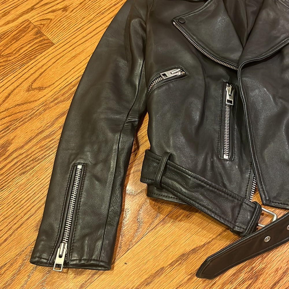 All Saints Woman’s Black Leather Jacket Size US 2
