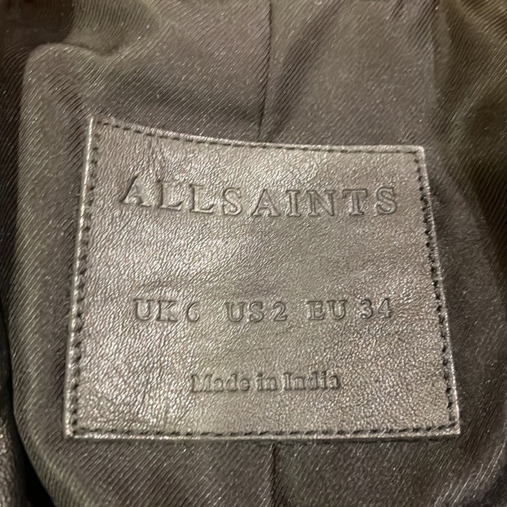All Saints Woman’s Black Leather Jacket Size US 2