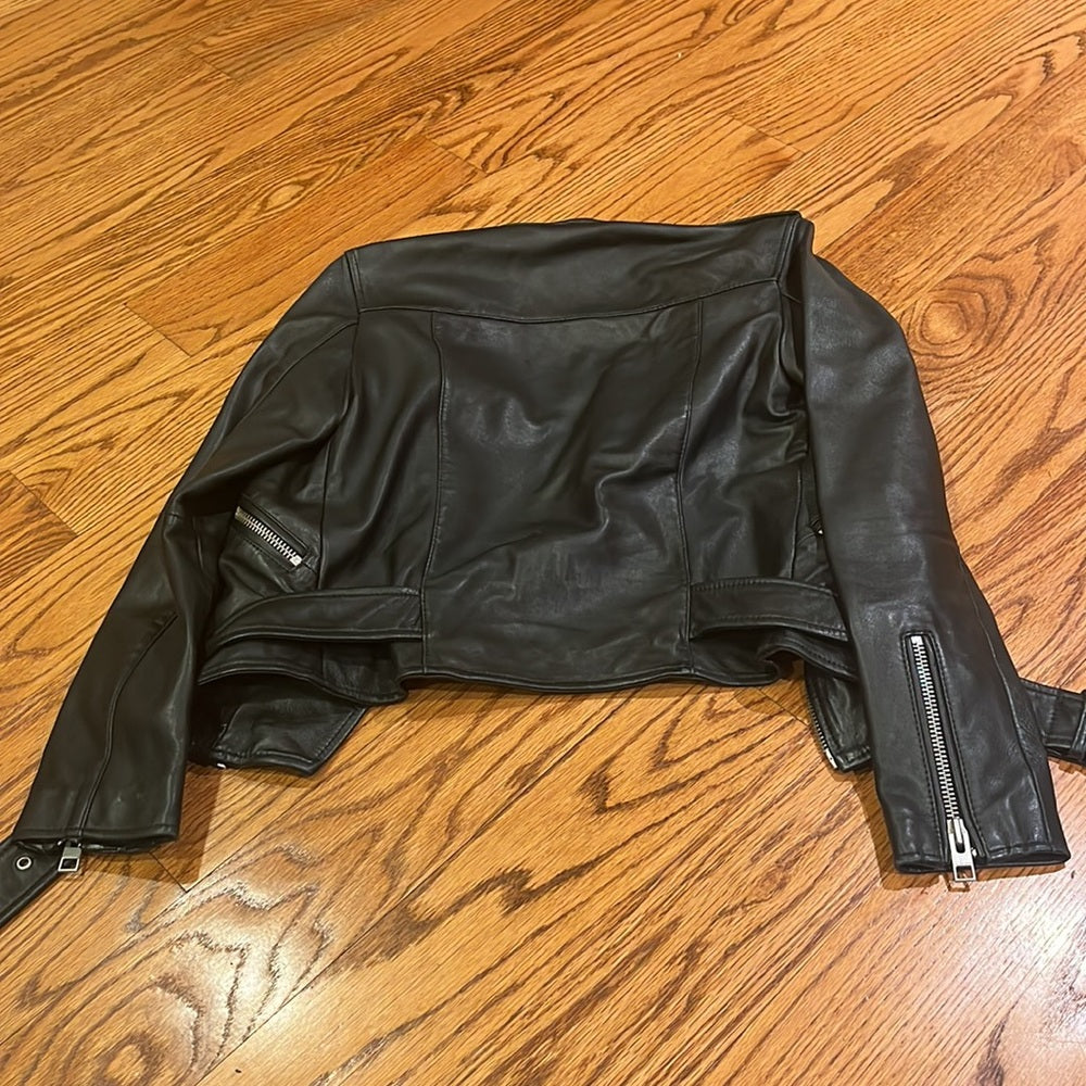 All Saints Woman’s Black Leather Jacket Size US 2