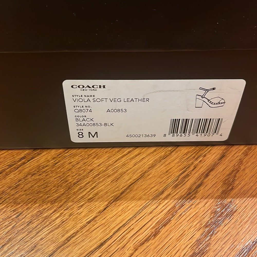 Coach Woman’s Black Viola Soft Vegan Leather Heels Size 8 M