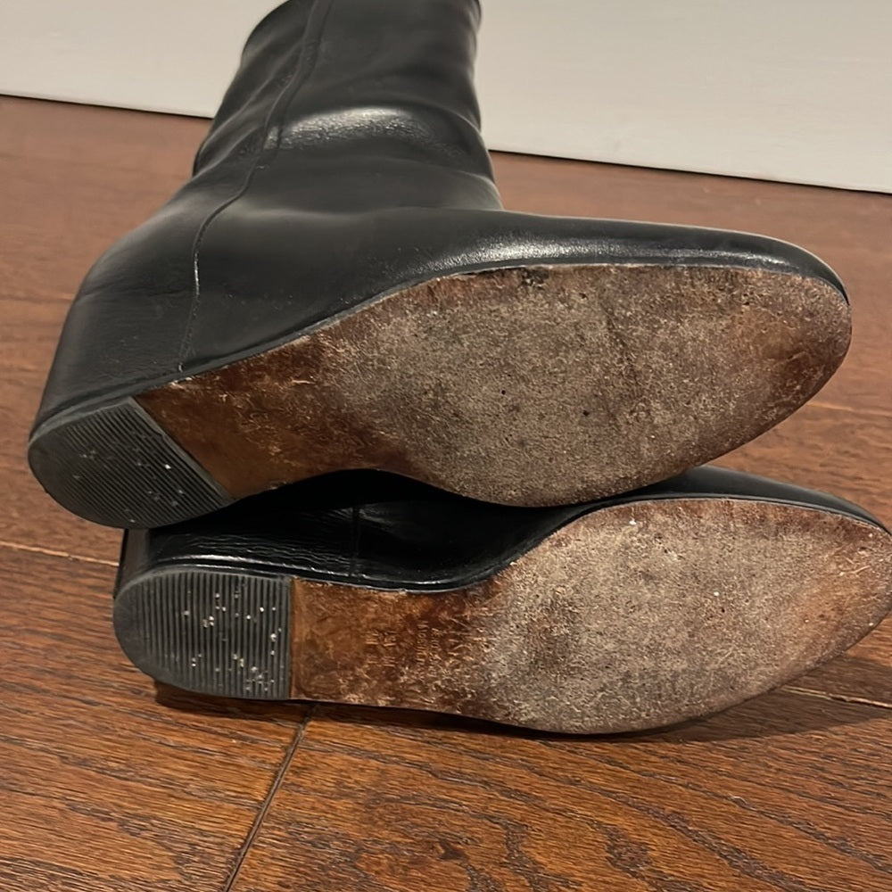 Vince Women’s Black Leather Wedge Boots Size 6