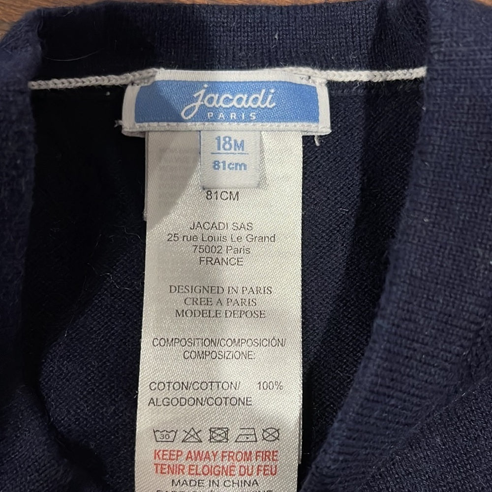 Jacadi Boys Navy Cardigan Sweater Size 18 months