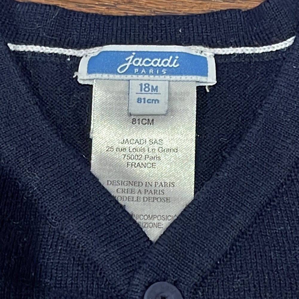 Jacadi Boys Navy Cardigan Sweater Size 18 months