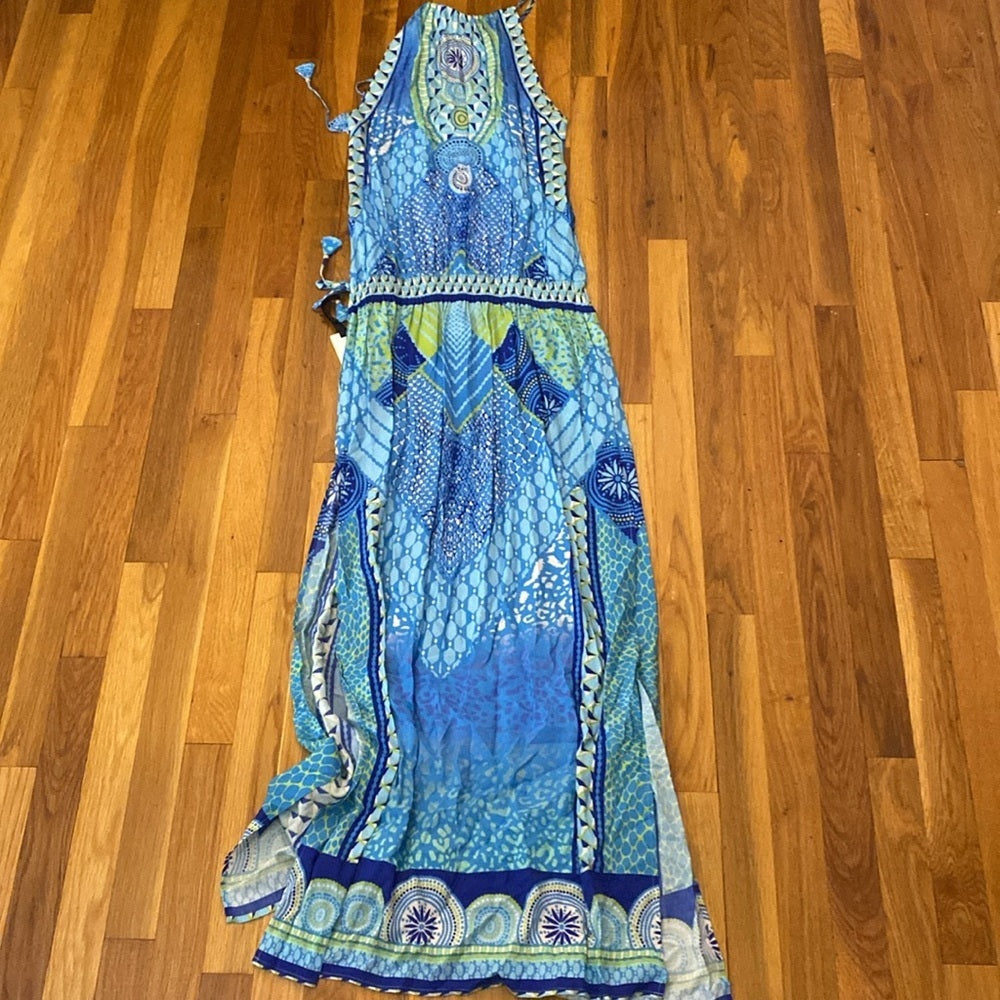 NWT Hale Bob Women’s Blur and Green Printed Maxi Dress Size M