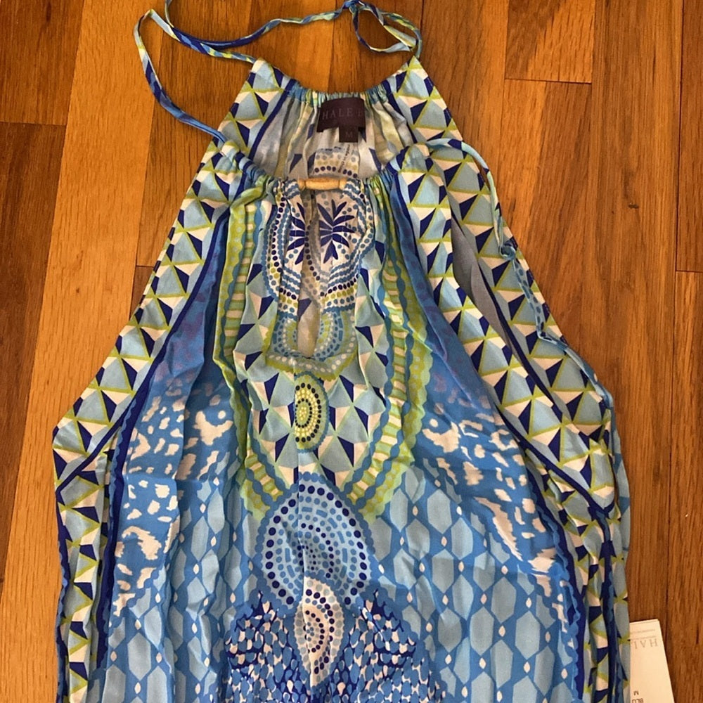 NWT Hale Bob Women’s Blur and Green Printed Maxi Dress Size M