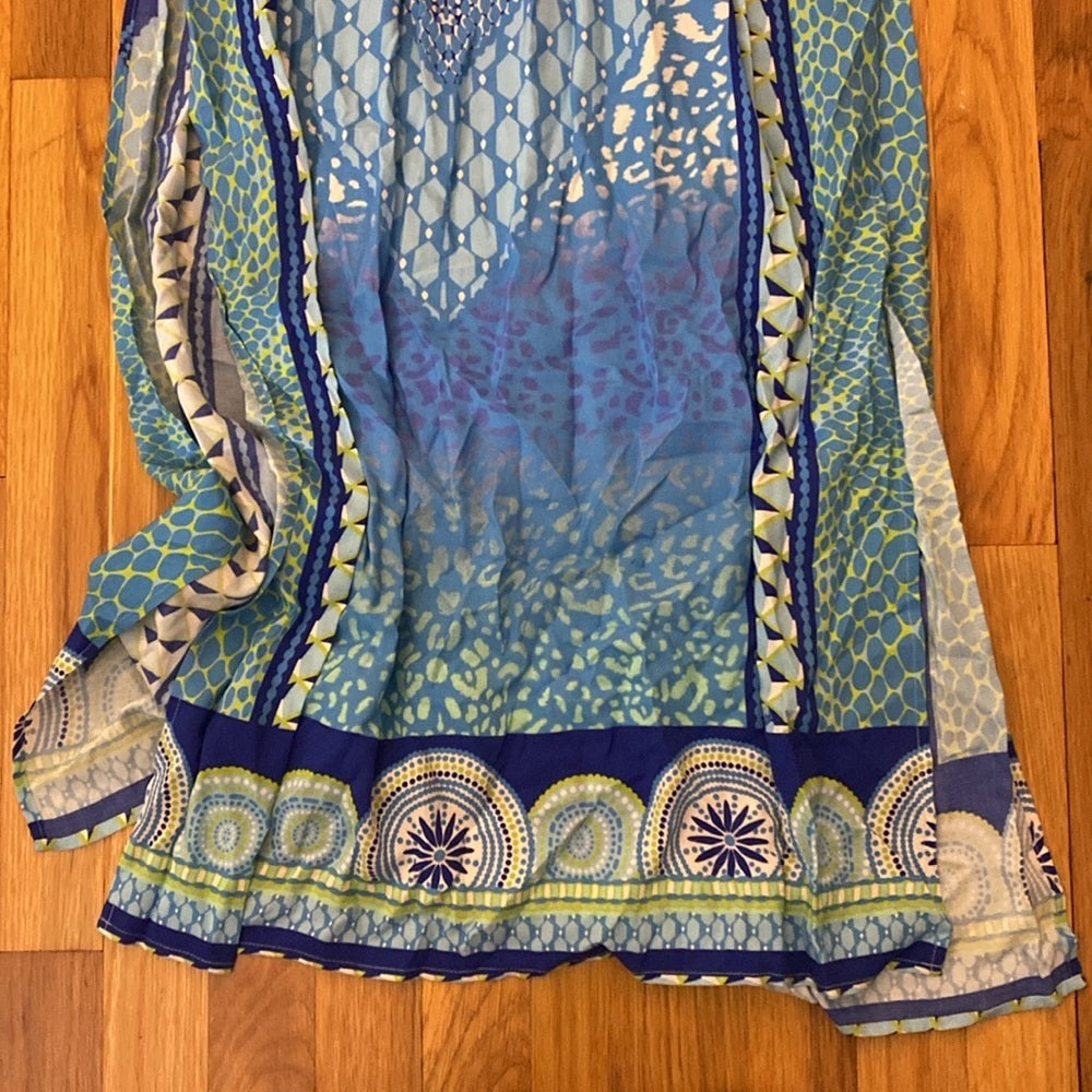 NWT Hale Bob Women’s Blur and Green Printed Maxi Dress Size M