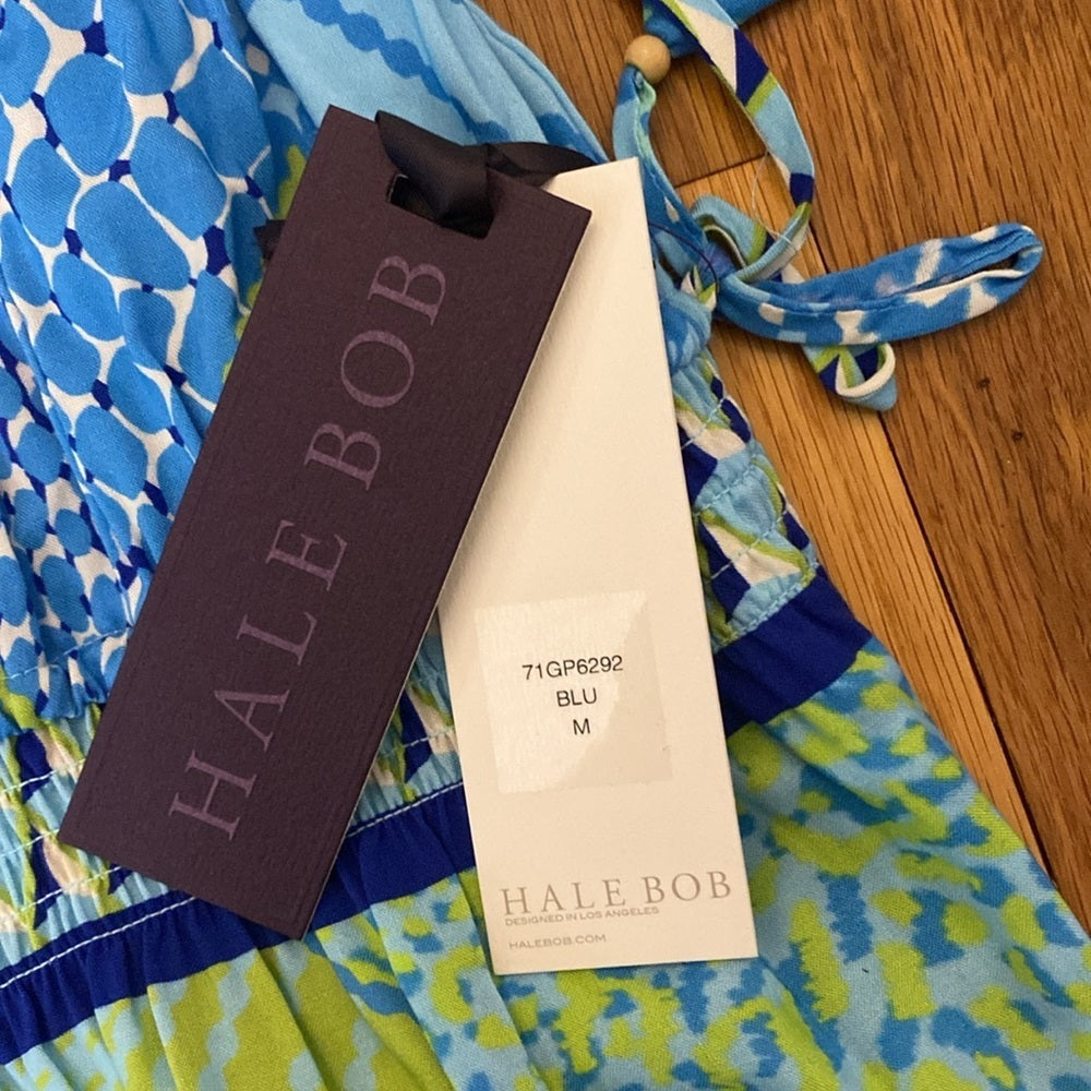 NWT Hale Bob Women’s Blur and Green Printed Maxi Dress Size M