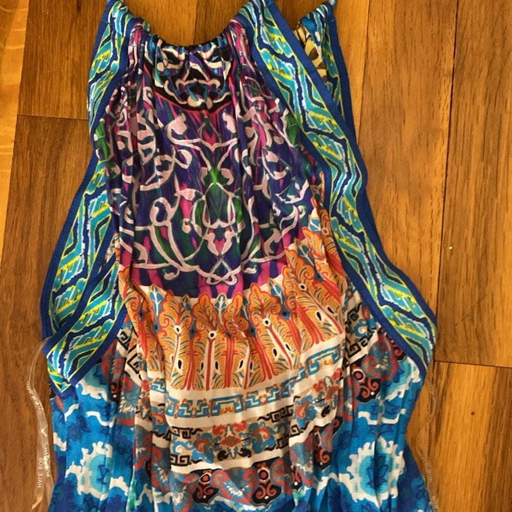 NWT Hale Bob Women’s Multicolored Maxi Dress With Leg Slits Size M
