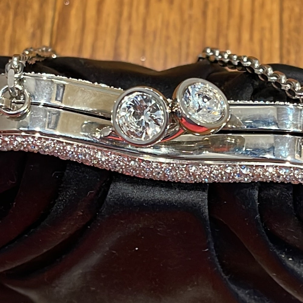 JUDITH Leiber Black Satin and Crystal Bag
