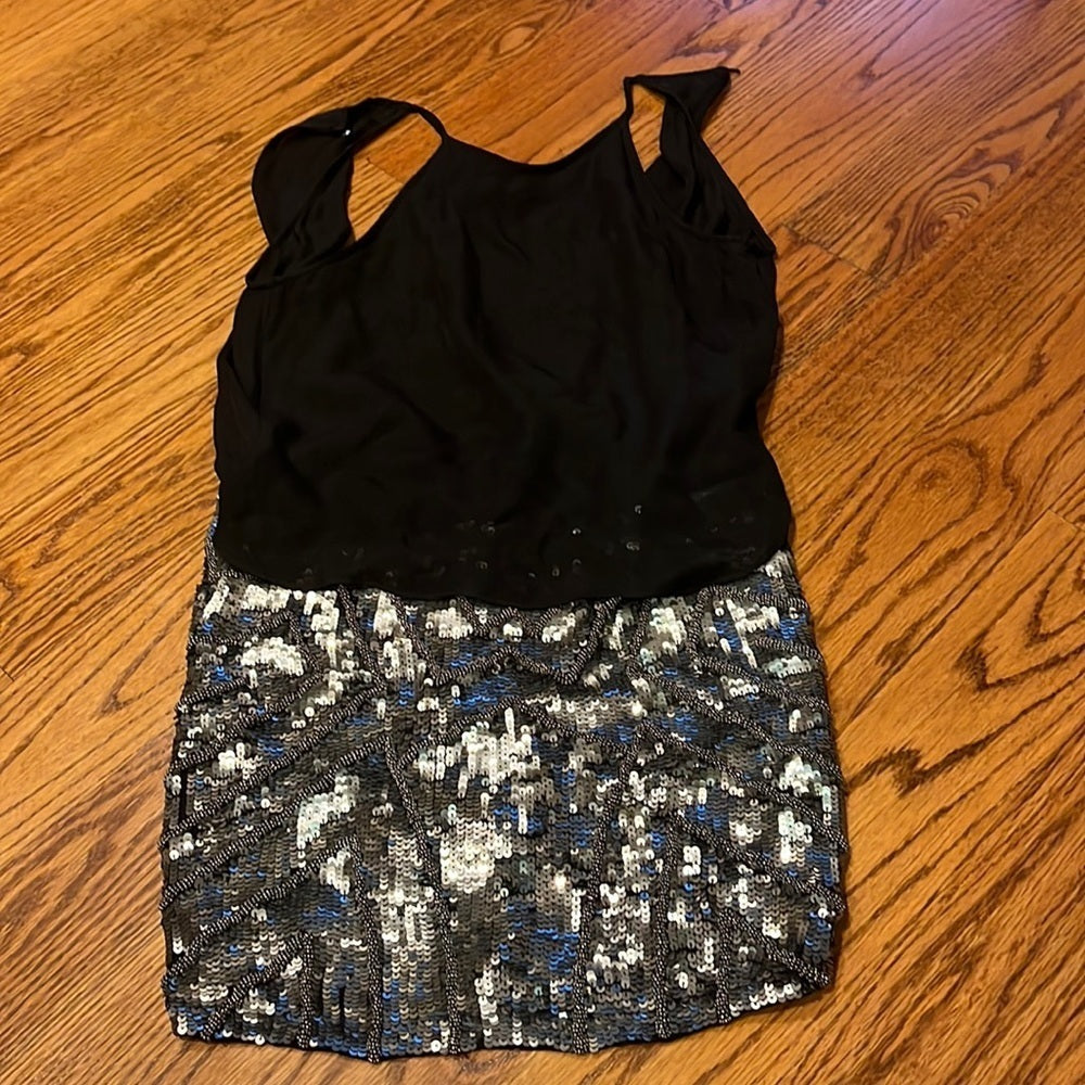 Parker Woman’s Silk Dress-Sparkle/Metal Bottom Size 2