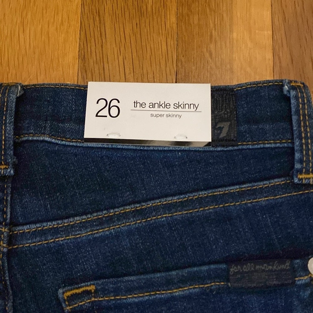 NWT 7 For All Mankind Women’s Blue Ankle Skinny Jeans Size 26