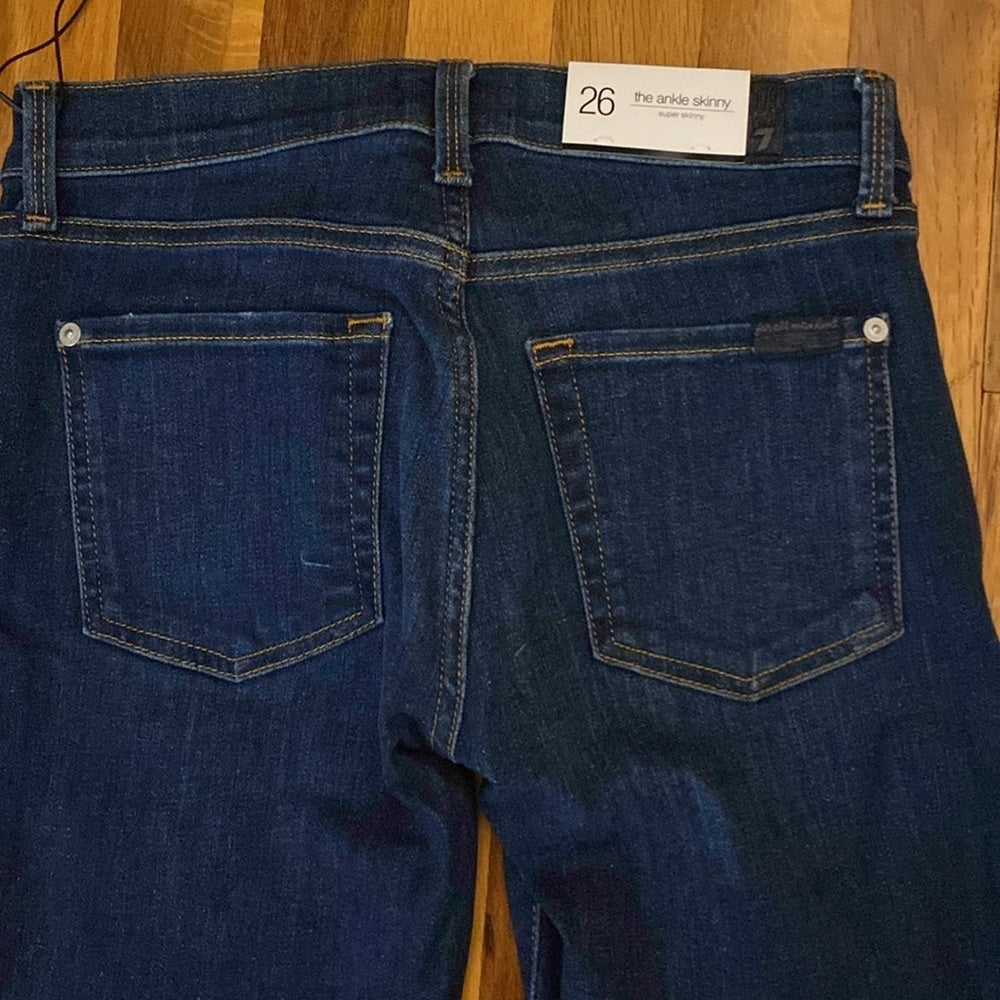 NWT 7 For All Mankind Women’s Blue Ankle Skinny Jeans Size 26