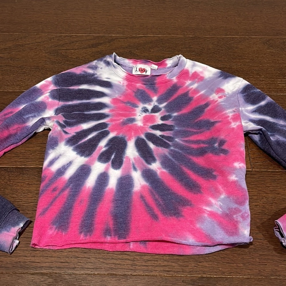 Lucy Girls Pink Tie Dye Sweatshirt Size Small