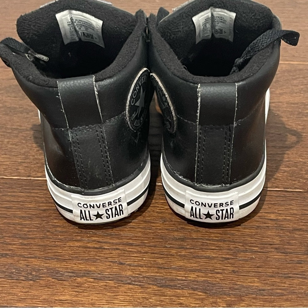 Converse Kids Black Leather Sneakers Size 2.5