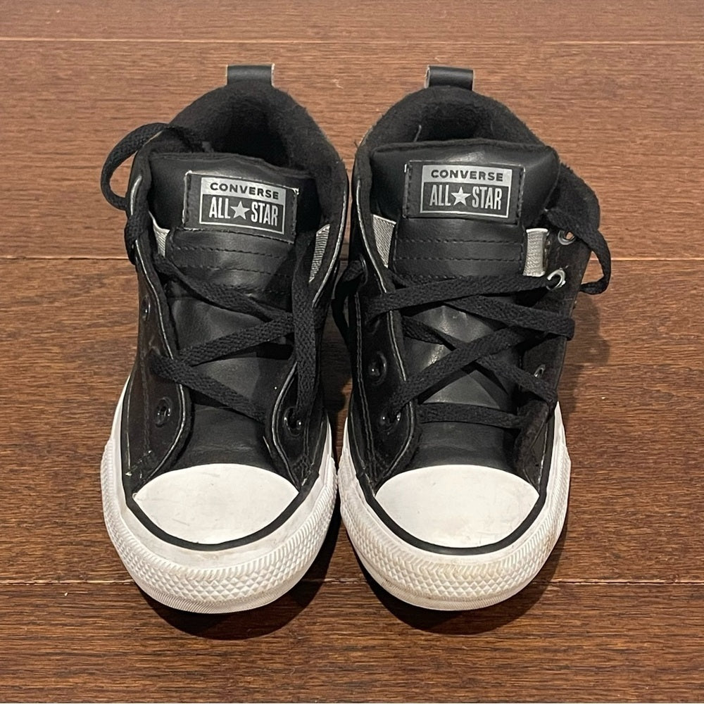 Converse Kids Black Leather Sneakers Size 2.5