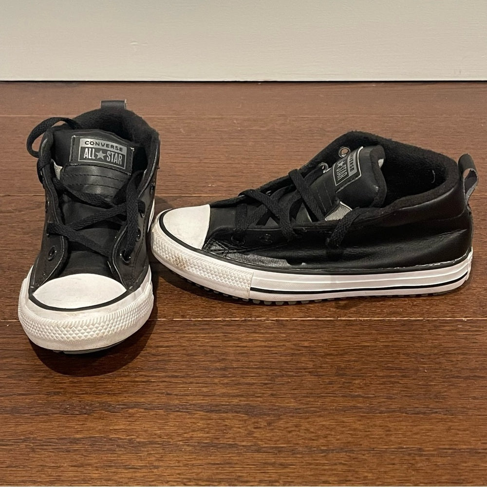 Converse Kids Black Leather Sneakers Size 2.5