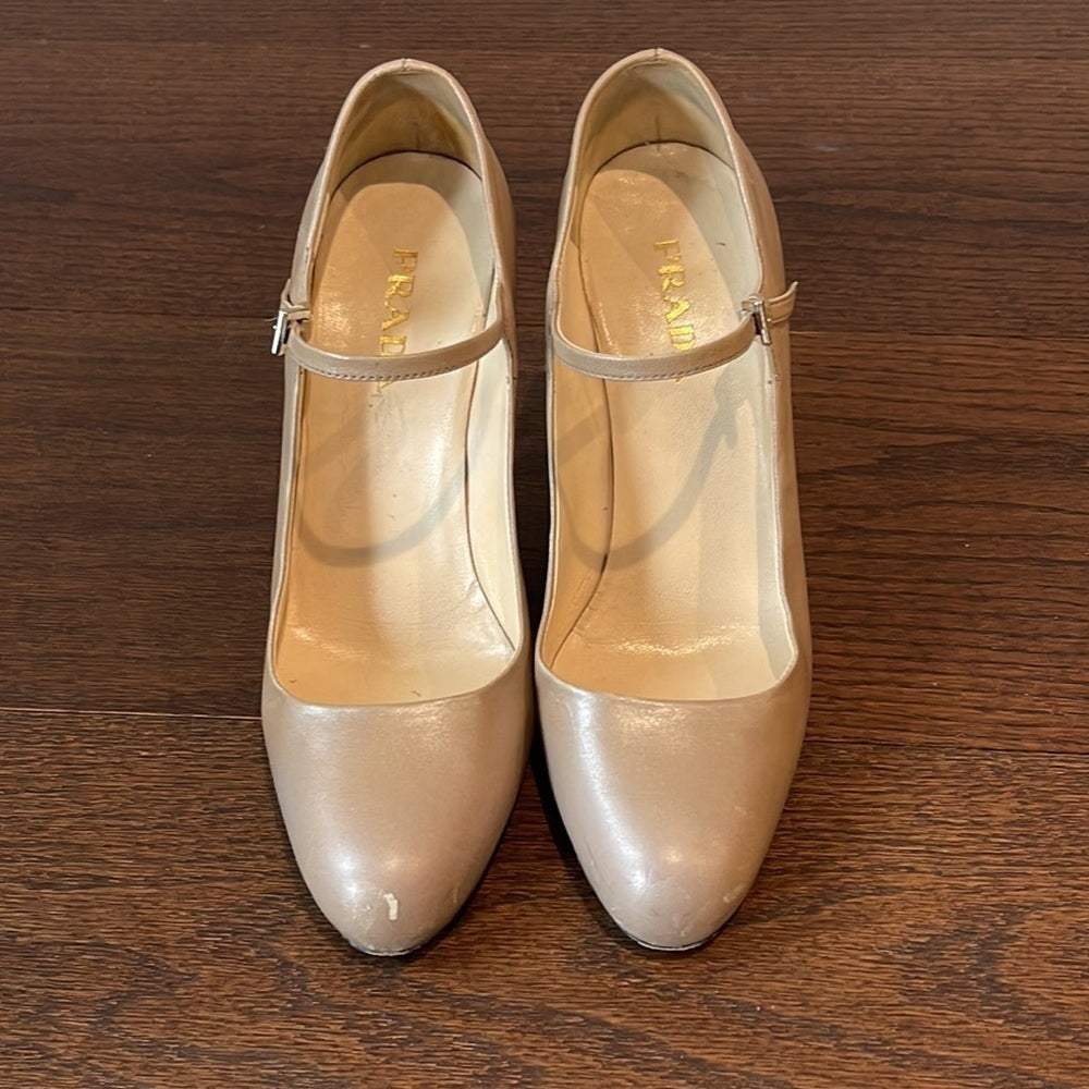 Prada Women’s Nude Mary Jane Pumps Size 37.5