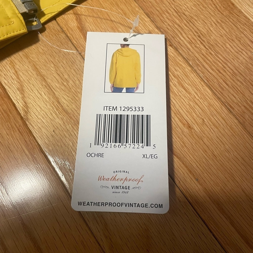 NWT Weather Proof Vintage Yellow Rain Jacket Size XL