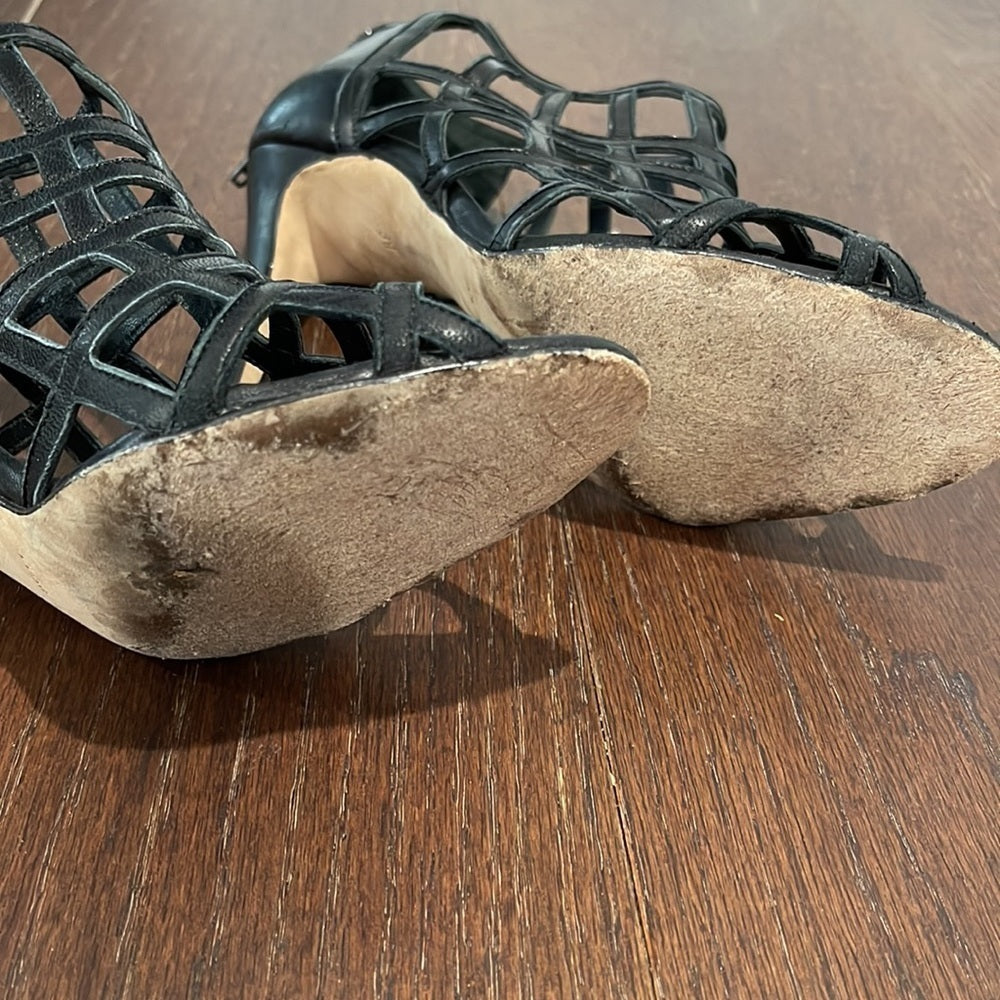 Manolo Blahnik Black Peep Top Sandals Size 39