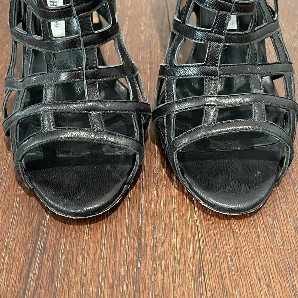 Manolo Blahnik Black Peep Top Sandals Size 39