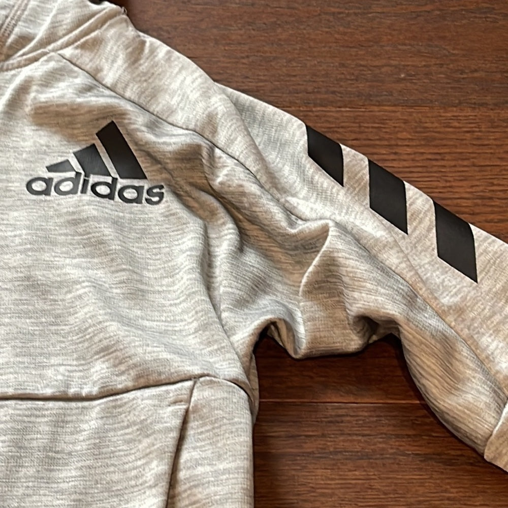 Adidas Boys Grey Zip Up Hooded Sweatshirt Size 5