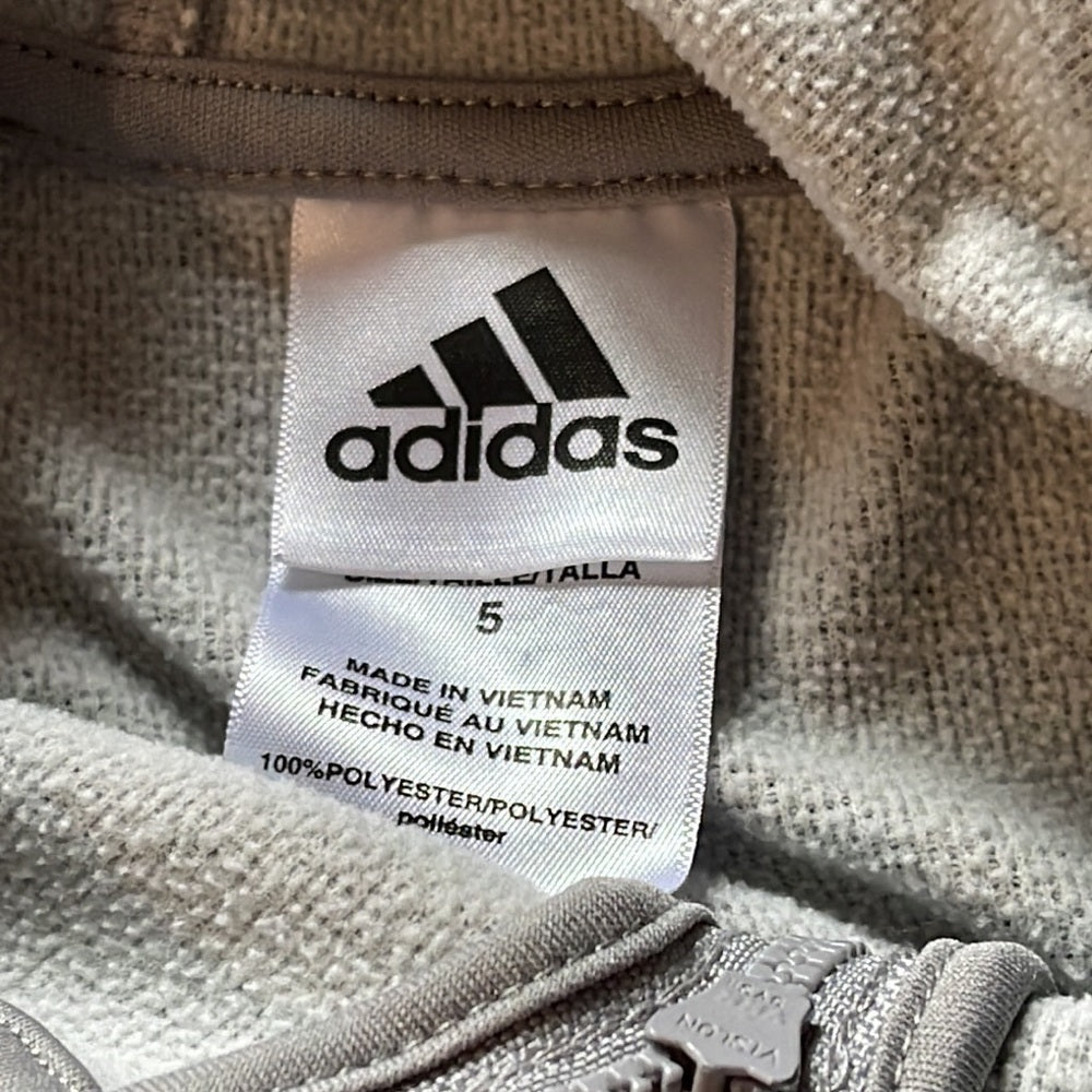 Adidas Boys Grey Zip Up Hooded Sweatshirt Size 5