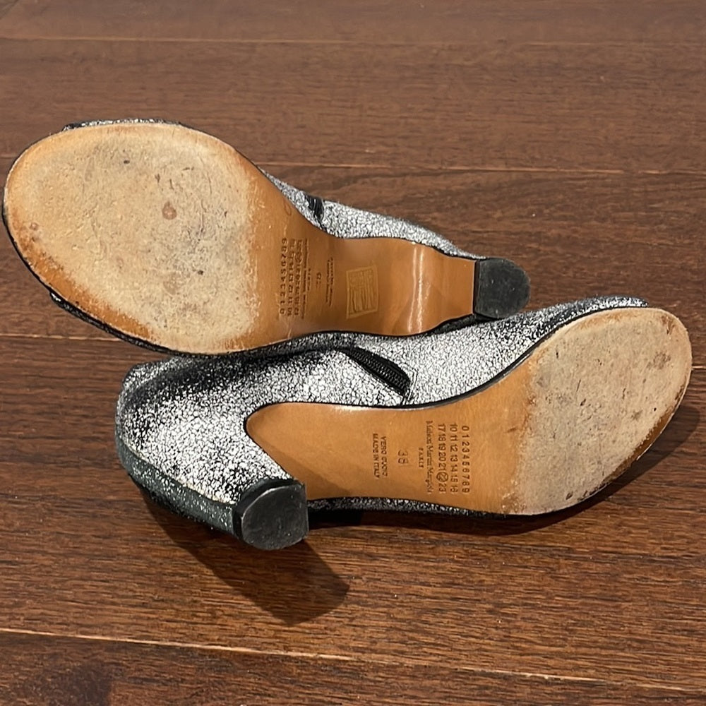 Madison Marin Margiela Women’s Black and White Peep Toe Booties Size 38/8