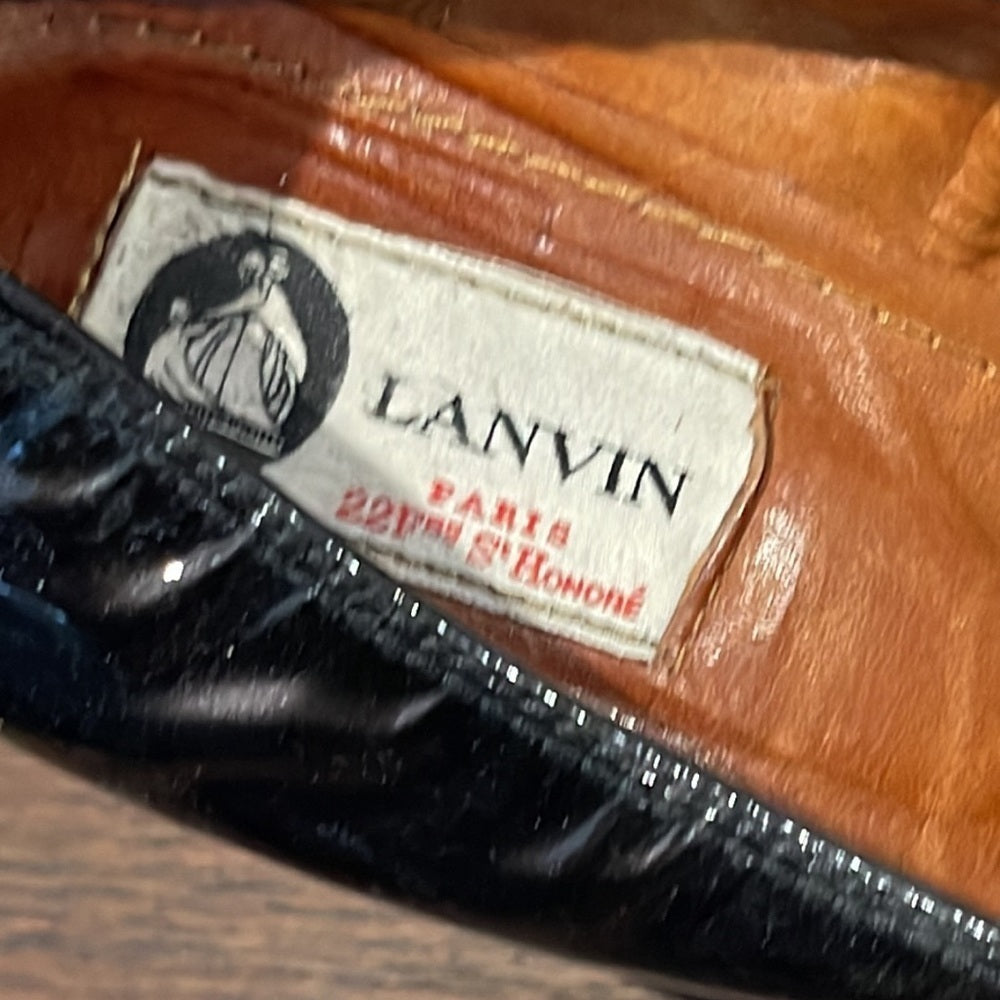 Lanvin Women’s Black Patent Ballerina Wedge Size 8.5