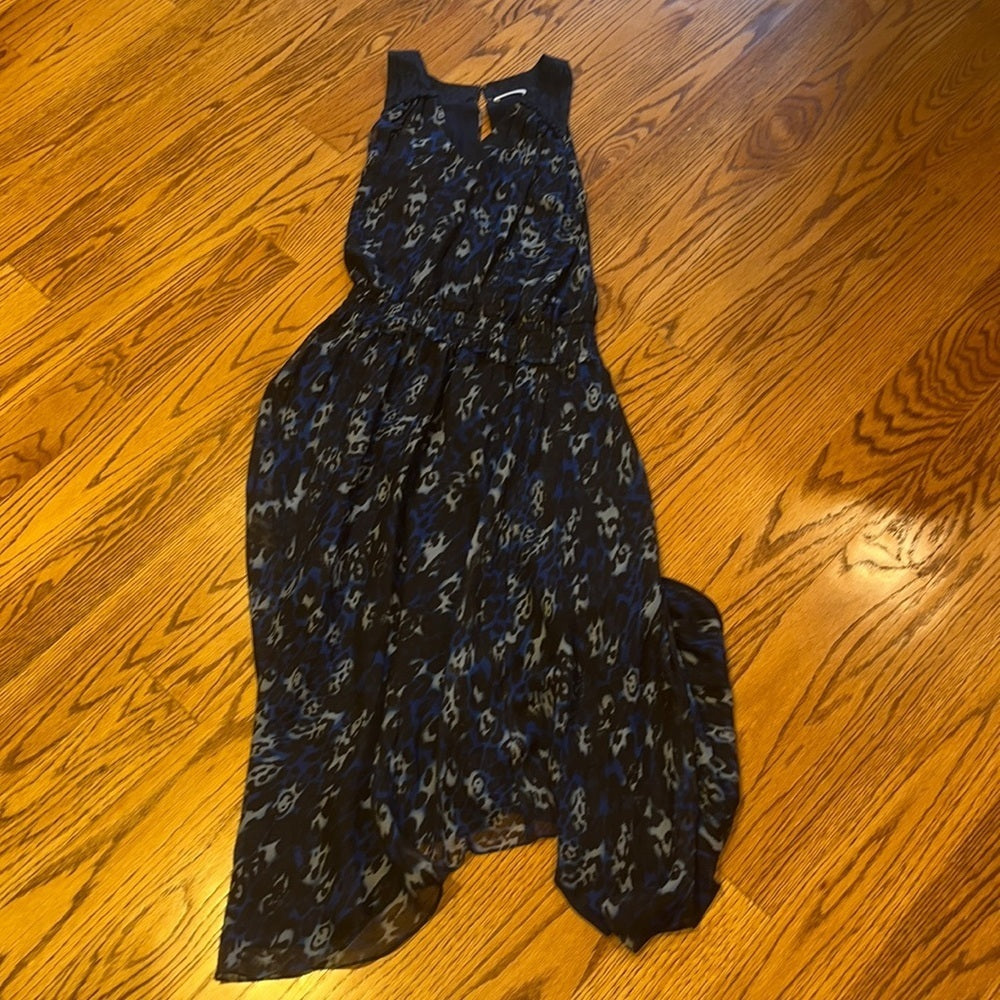 Ramy Brook Woman’s Silk Black and Blue Printed Dress Size S