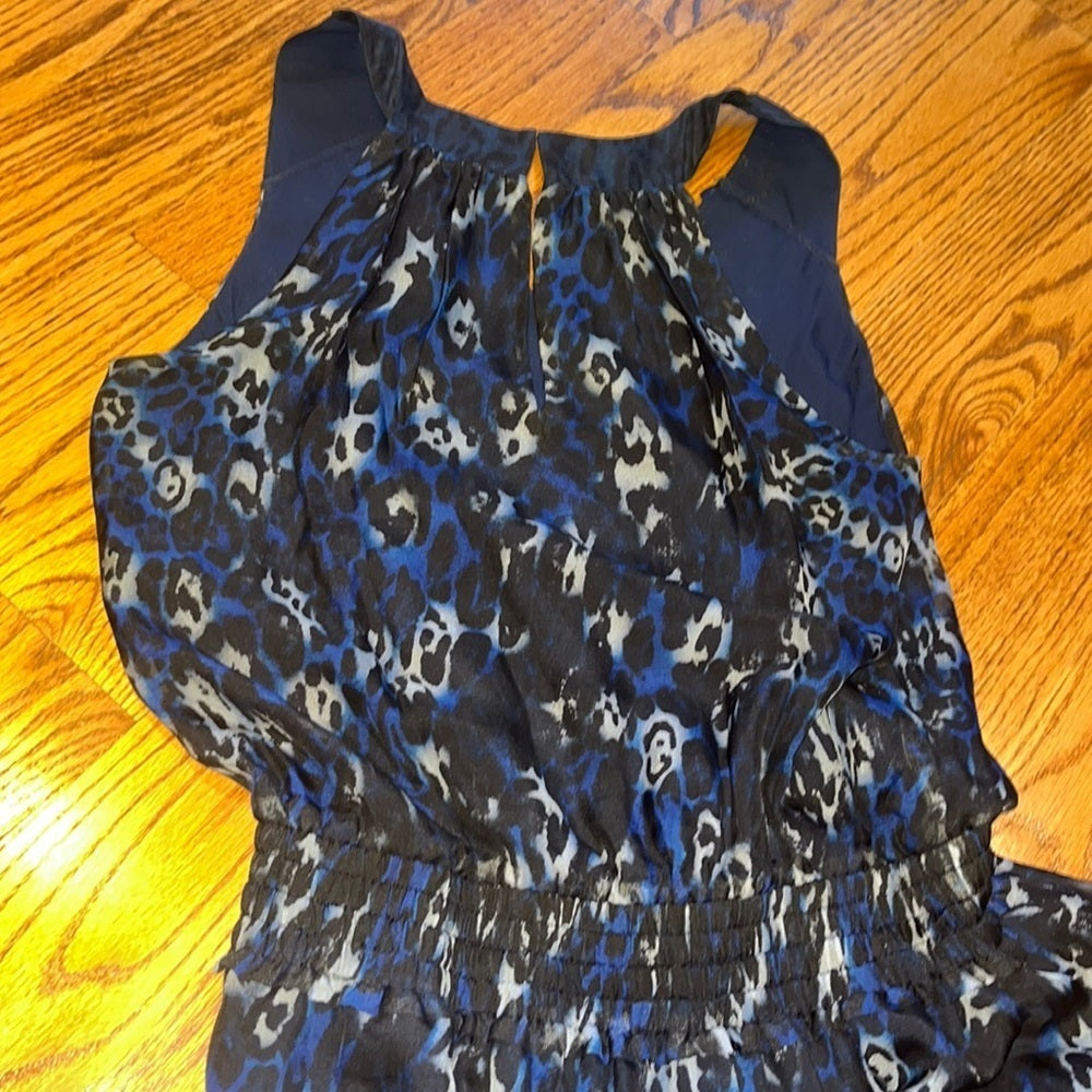 Ramy Brook Woman’s Silk Black and Blue Printed Dress Size S