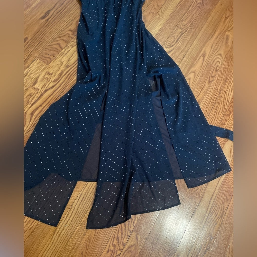 Maje Spotted Black One Shoulder Dress Size 2/Medium
