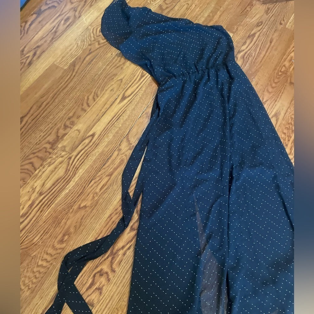 Maje Spotted Black One Shoulder Dress Size 2/Medium