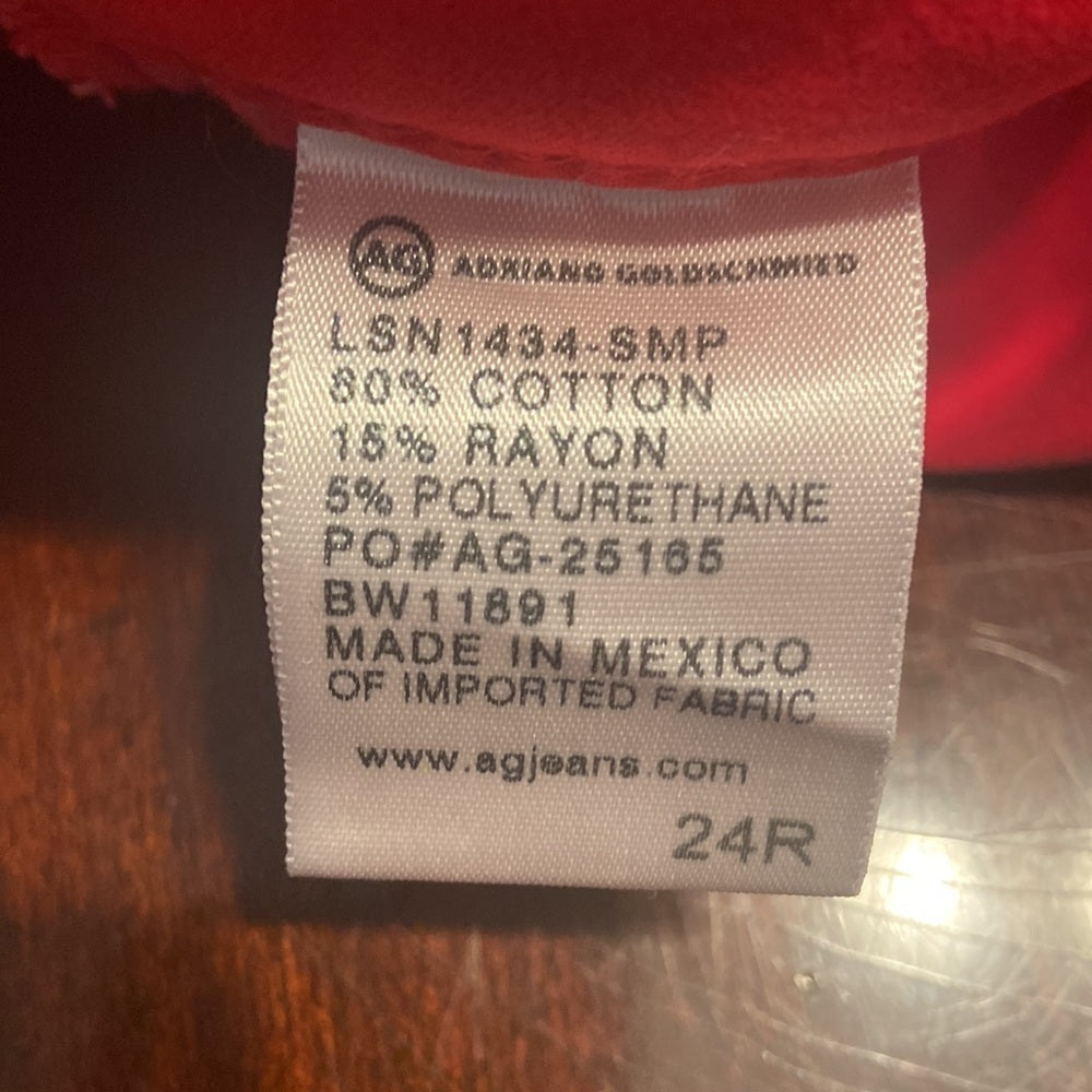 Women’s Adriano Goldschmied (AG) jeans. Red. Size 24R