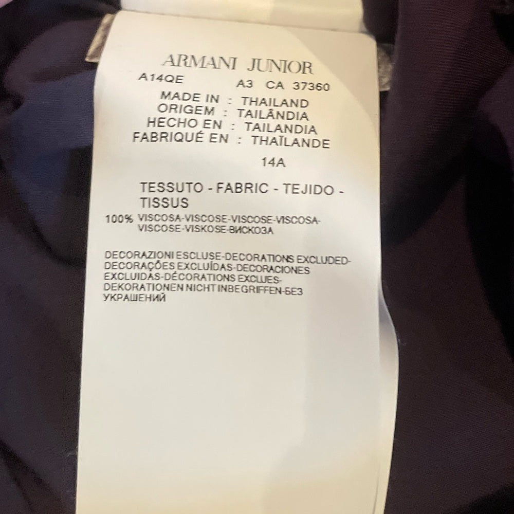 ARMANI Junior Girls Dark Purple Jump Suit Size 14