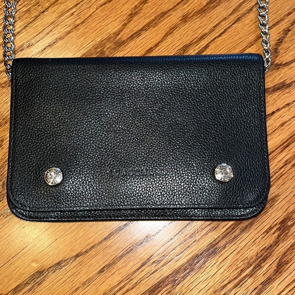 Longchamp Woman’s Black Bag With Silver Chain