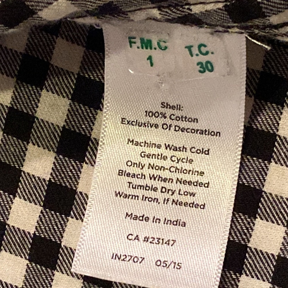 Talbots black gingham button down shirt size medium