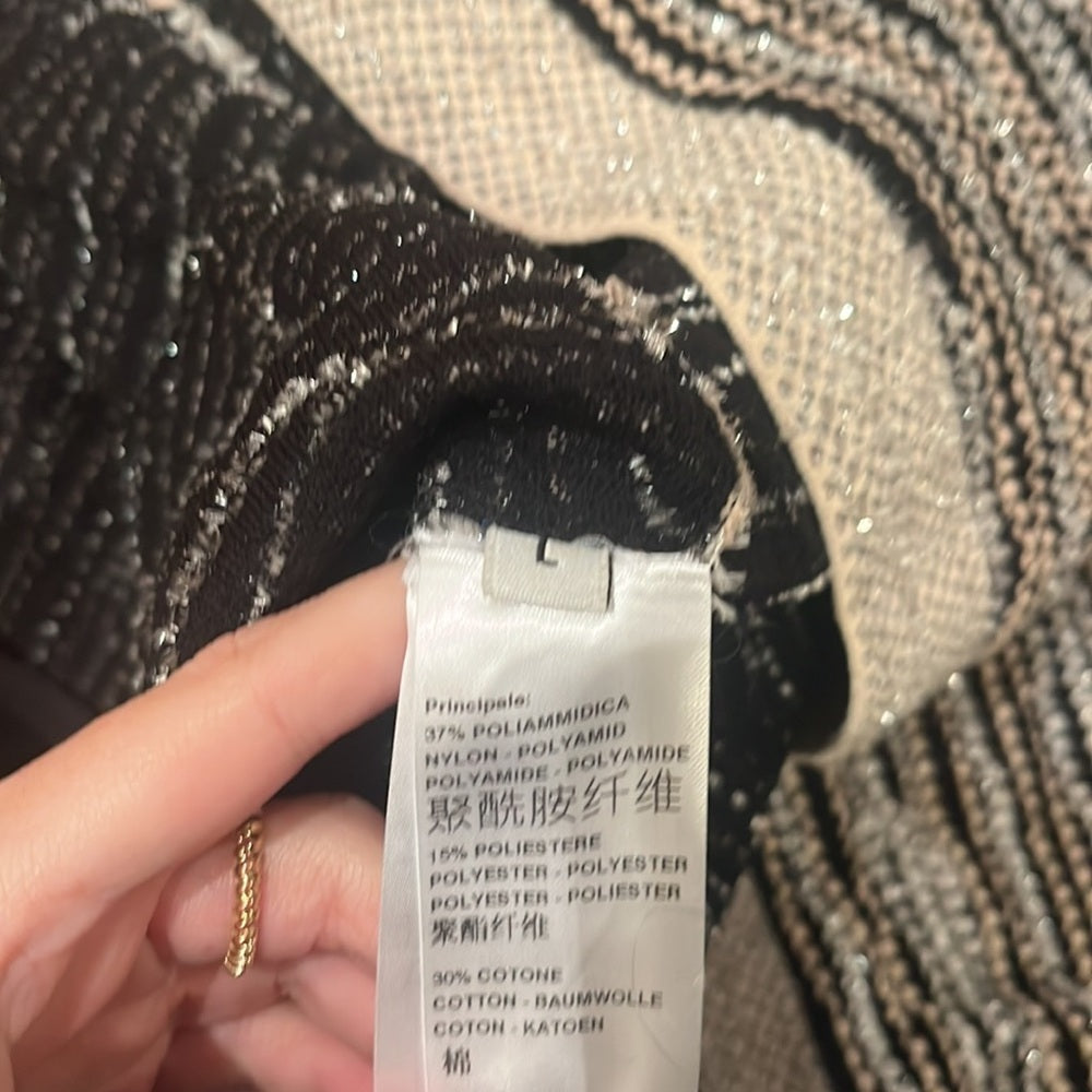 D Exterior Woman’s Stripe Sparkle Cardigan Size L