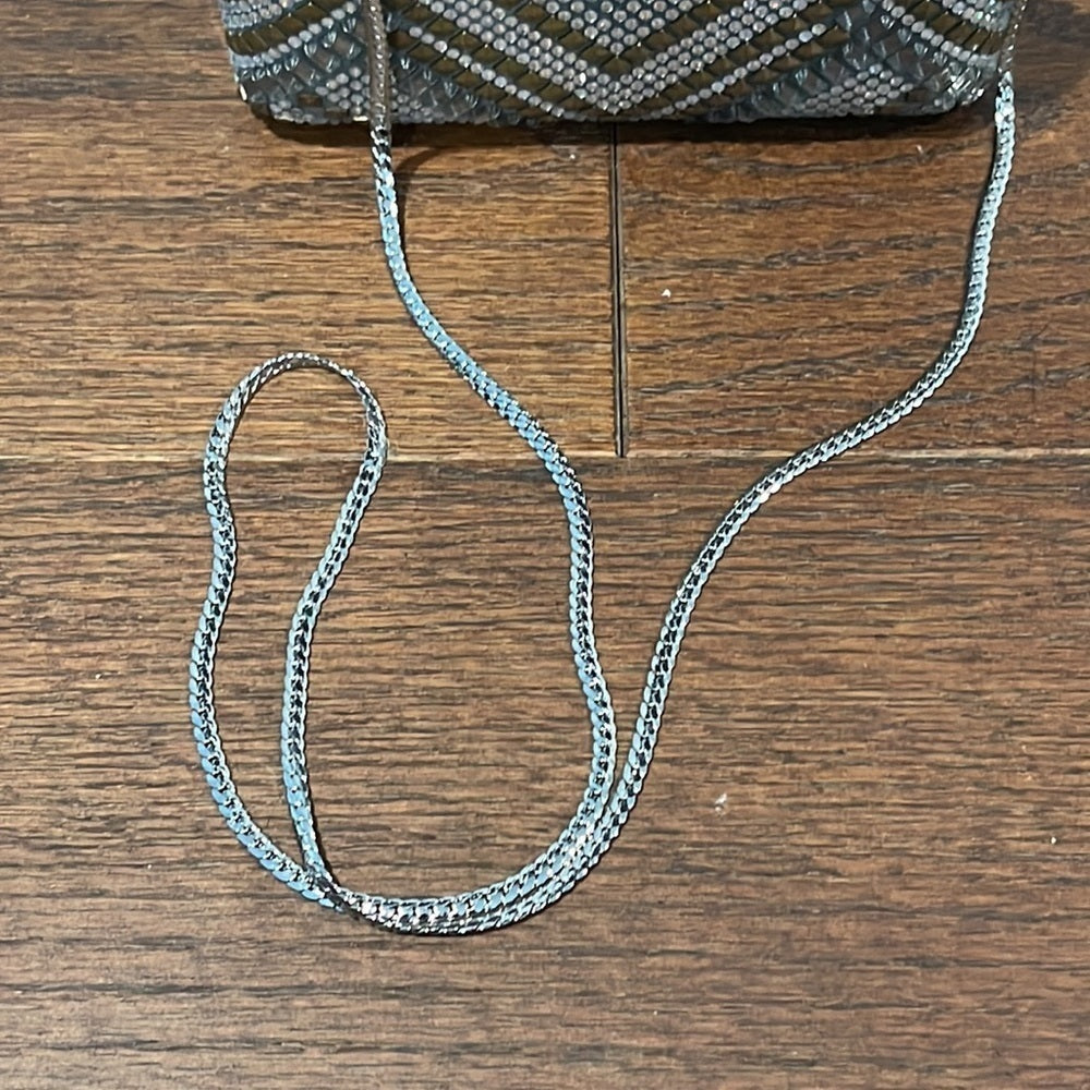 Nwt Vince Camuto Silver and Gold Rhinestone Clutch with Chain