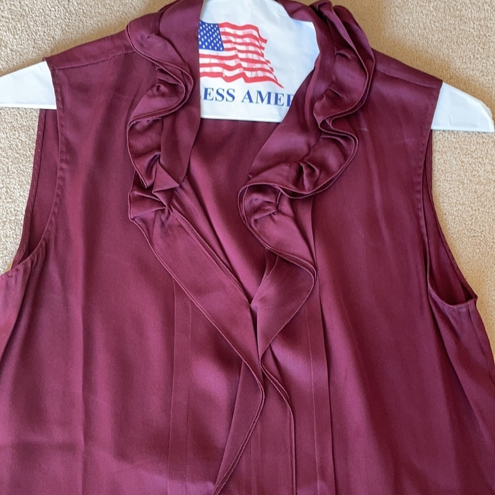 Elie Tahari Wine Colored Sleeveless Top Size M