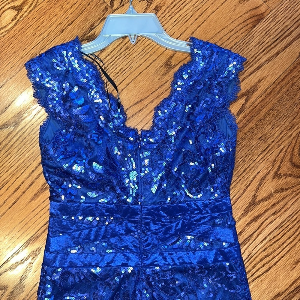 Tadashi Shoji Woman’s Blue Sequin Dress Size 4P