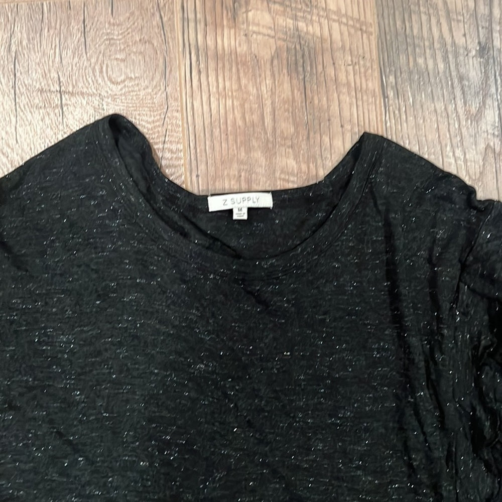 Z Supply Woman’s Black Sparkly Long Sleeve Size Medium
